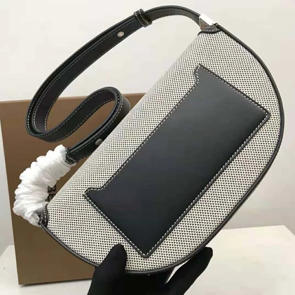 Burberry Small Cotton Canvas and Leather Olympia Bag for Women Burberry Small Cotton Canvas and Leather Olympia Bag for Women