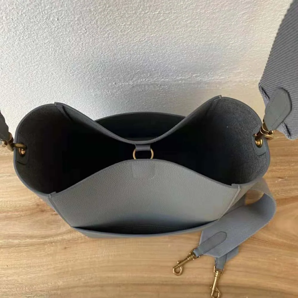 Celine Sangle Bucket Bag in Soft Grained Calfskin for Women in Silver