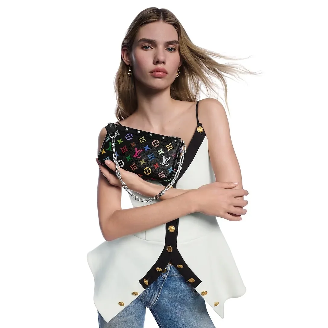 Louis Vuitton LV x TM Pochette Accessoires Shoulder Bag / Multicolor Monogram Canvas Gold Hardware