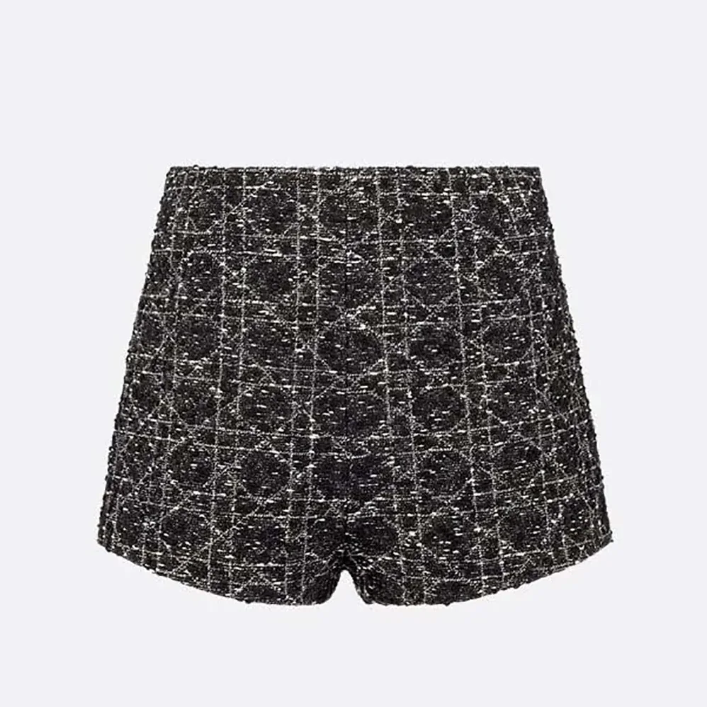 Dior Macrocannage Shorts Black and White Cotton Blend Tweed for Women Dior Macrocannage Shorts Black and White Cotton Blend Tweed for Women
