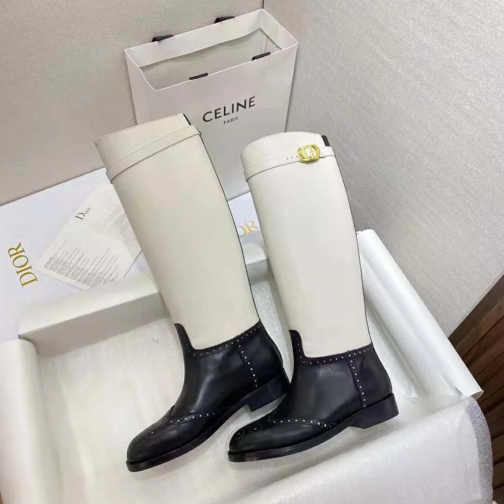 Dior Empreinte Boot Black and White Perforated Calfskin for Women