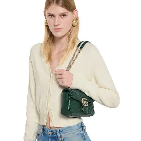 Gucci Marmont Small Shoulder Bag in Green Gold Hardware Gucci Marmont Small Shoulder Bag in Green Gold Hardware