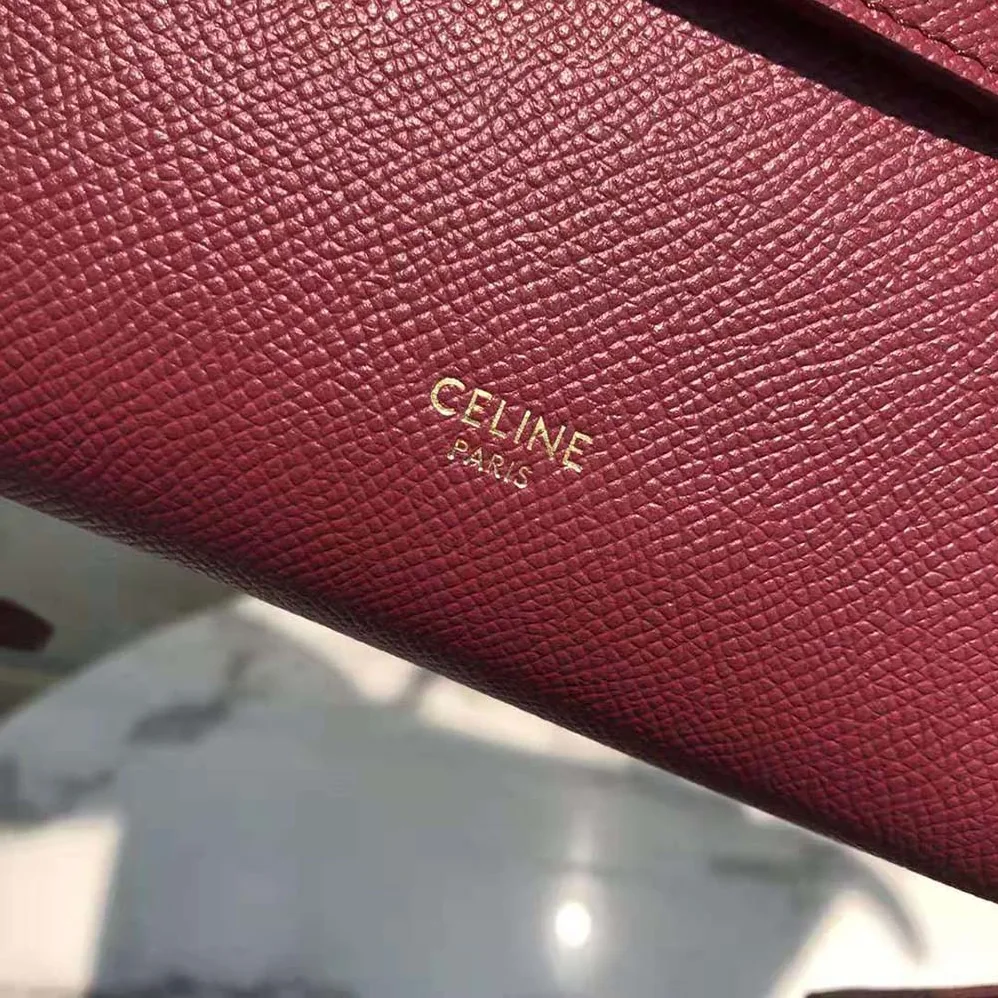 Celine Pico Belt Bag in Grained Calfskin for Women in Maroon