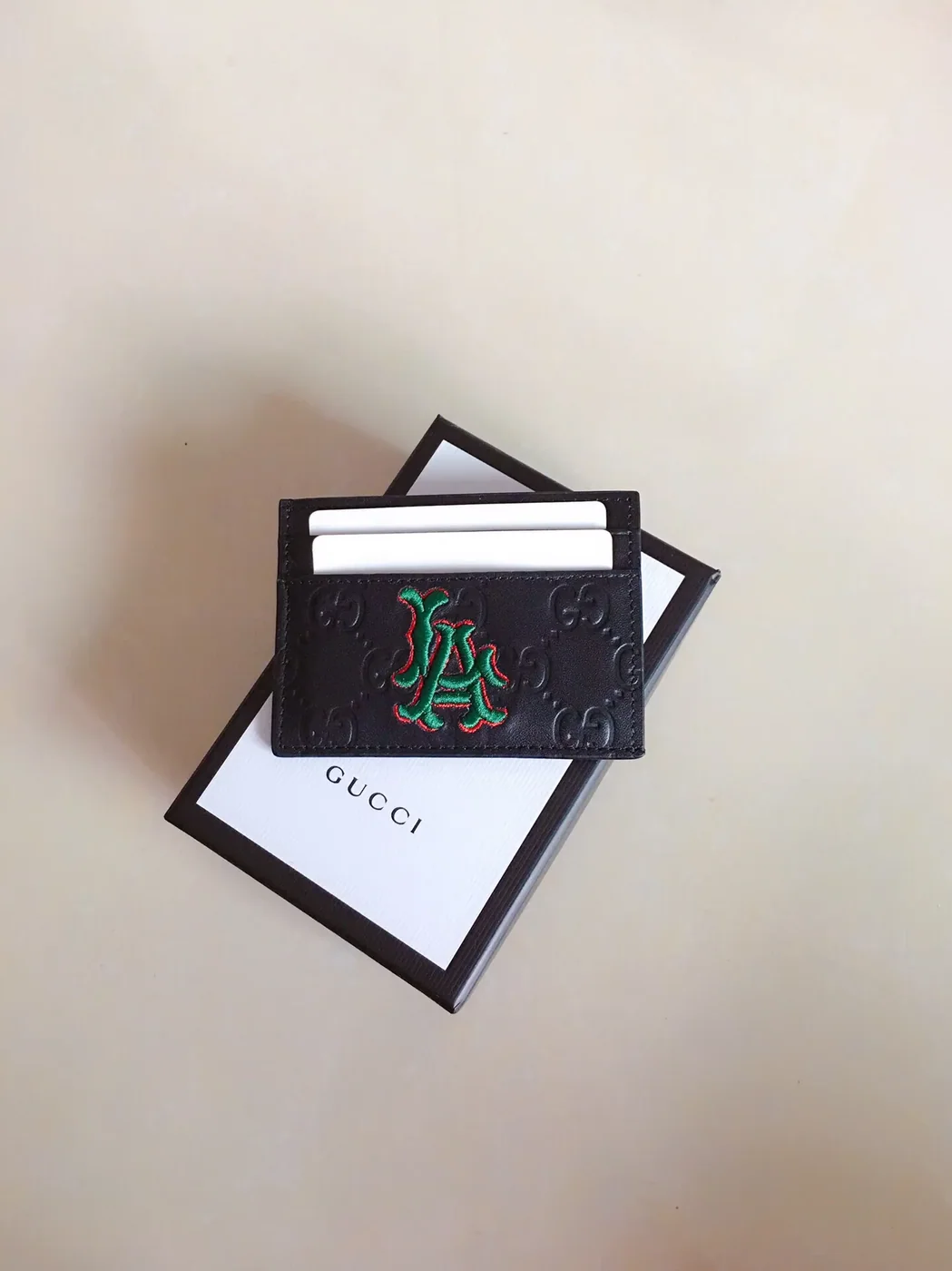 Gucci GG Embossed Card Case Black / Gucci GG Embossed Card Case Black /