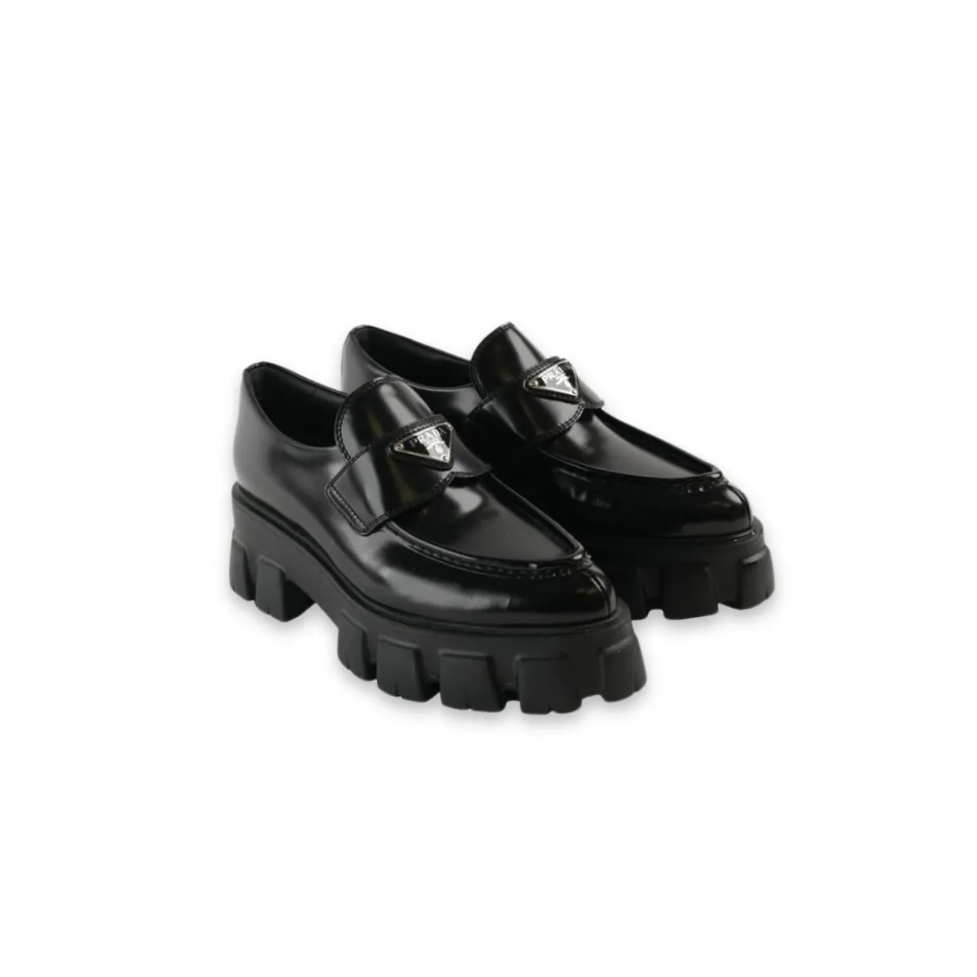 Prada Monolith Brushed Loafers Black /