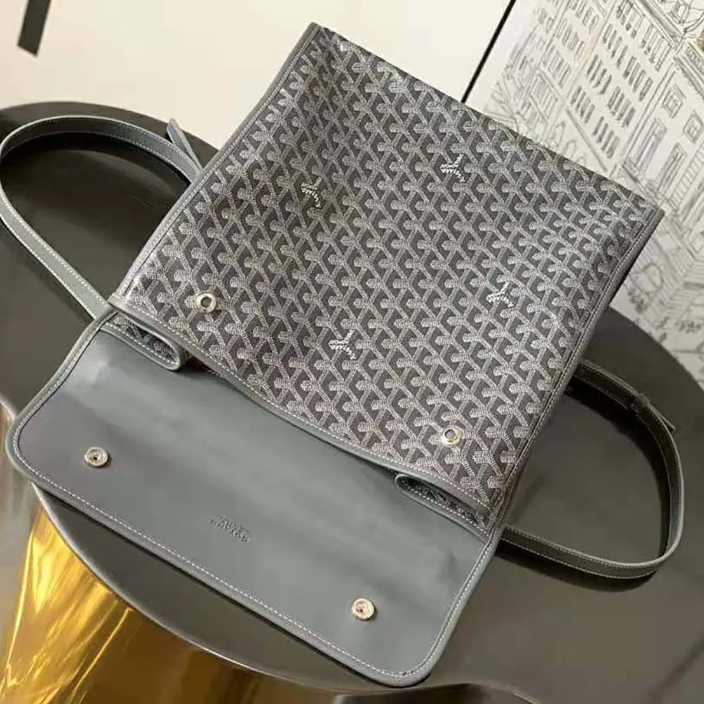 Goyard Saint Léger Backpack in Goyardine Canvas & Chevroches Calfskin for Women in Gray Goyard Saint Léger Backpack in Goyardine Canvas & Chevroches Calfskin for Women in Gray
