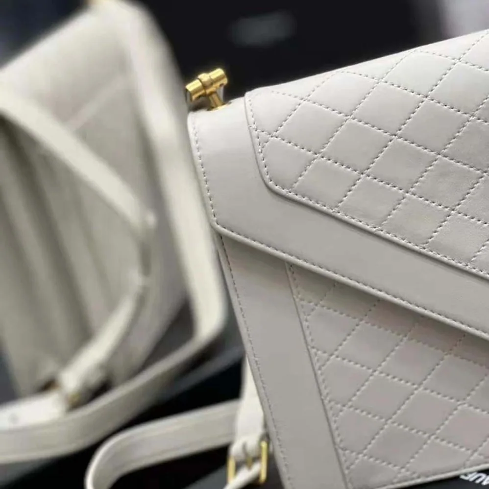 Saint Laurent YSL Gaby Satchel in Quilted Lambskin for Women in White Saint Laurent YSL Gaby Satchel in Quilted Lambskin for Women in White