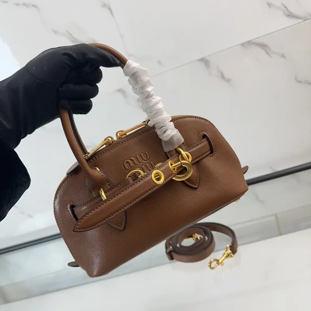 Miu Miu Aventure Nappa Leather Top-handle Bag for Women in Brown Miu Miu Aventure Nappa Leather Top-handle Bag for Women in Brown