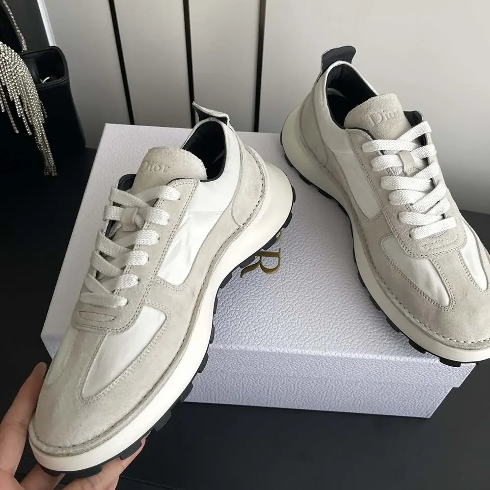 Dior Squash Sneaker Dior Gray Suede Calfskin and White Technical Fabric for Unisex