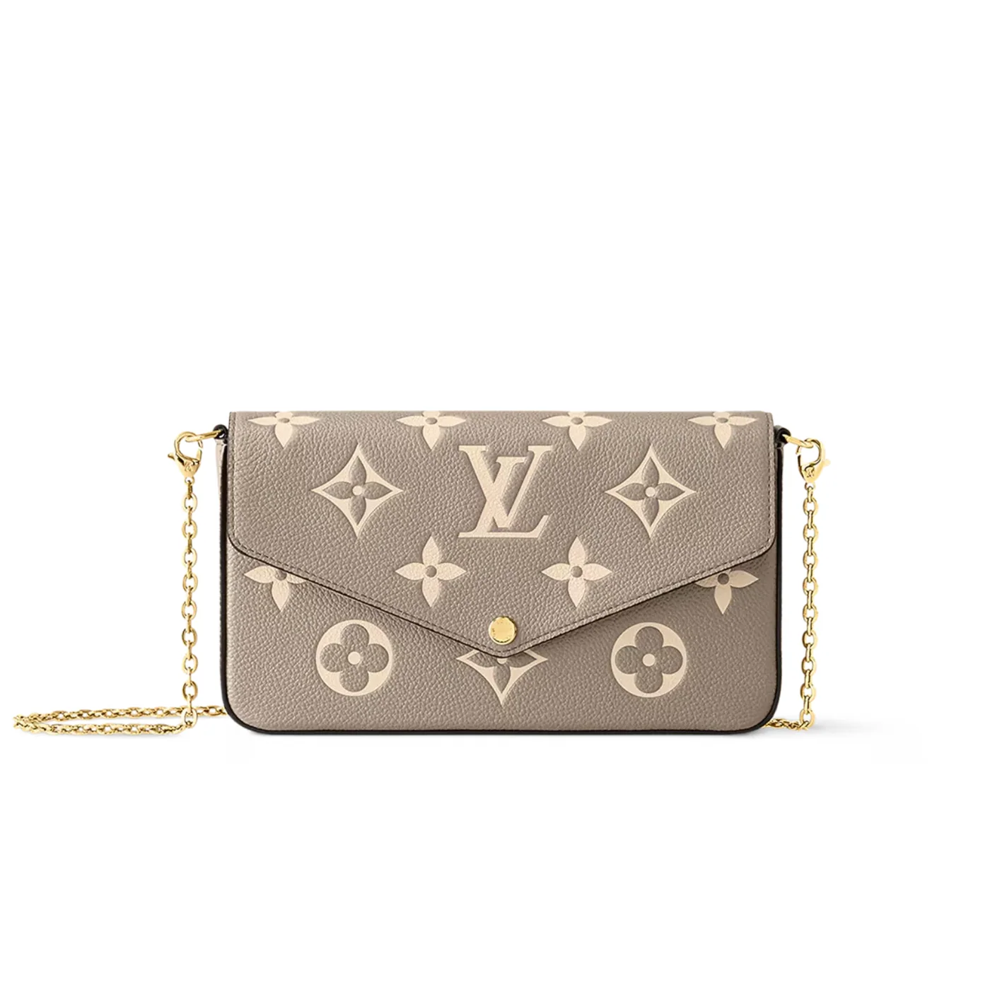 Louis Vuitton Pochette Felicie Shoulder Bag / Tourterelle Gray in Cream Gold Hardware Louis Vuitton Pochette Felicie Shoulder Bag / Tourterelle Gray in Cream Gold Hardware