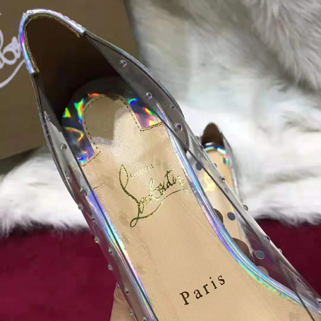Christian Louboutin Evening Flats Shoes Degrastrass for Women in Silver