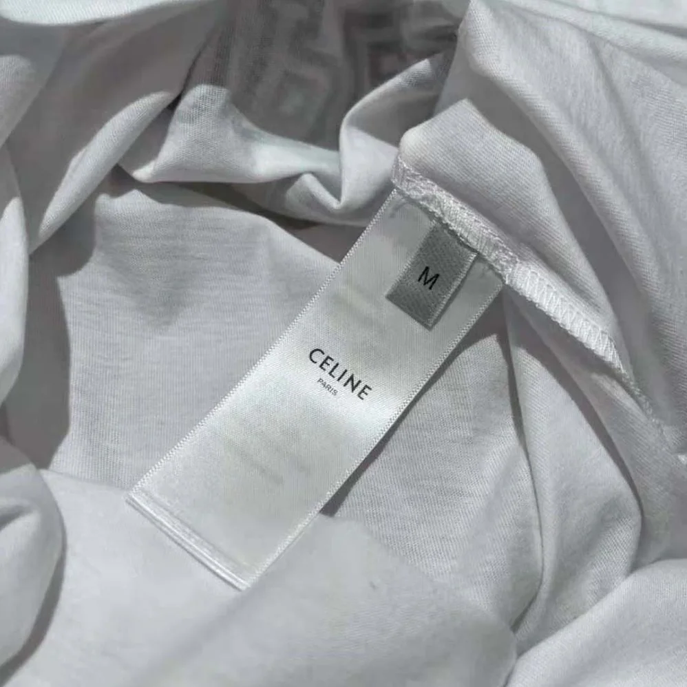 Celine Celine Paris T-shirt in Flocked Cotton Jersey for Women Celine Celine Paris T-shirt in Flocked Cotton Jersey for Women