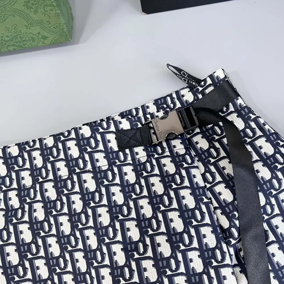 Dior Skort Blue Jacquard Technical Taffeta with Dior Oblique Motif for Women