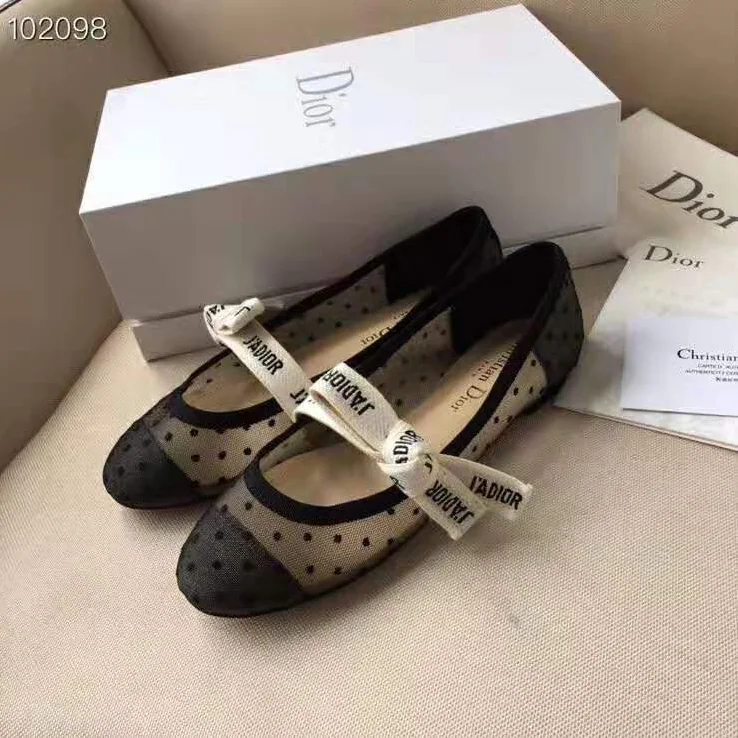 Dior Miss J'Adior Dotted Swiss Tulle Ballet Pump for Women in Black Dior Miss J'Adior Dotted Swiss Tulle Ballet Pump for Women in Black