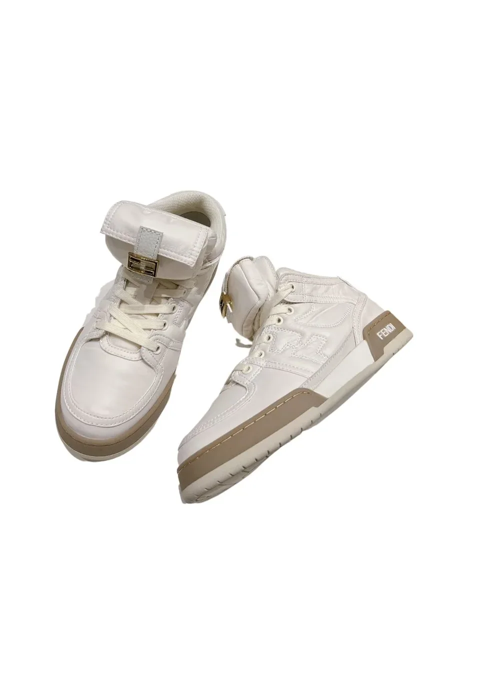 FD Fendi Match Lace-Up High in Top Sneakers White FD Fendi Match Lace-Up High in Top Sneakers White