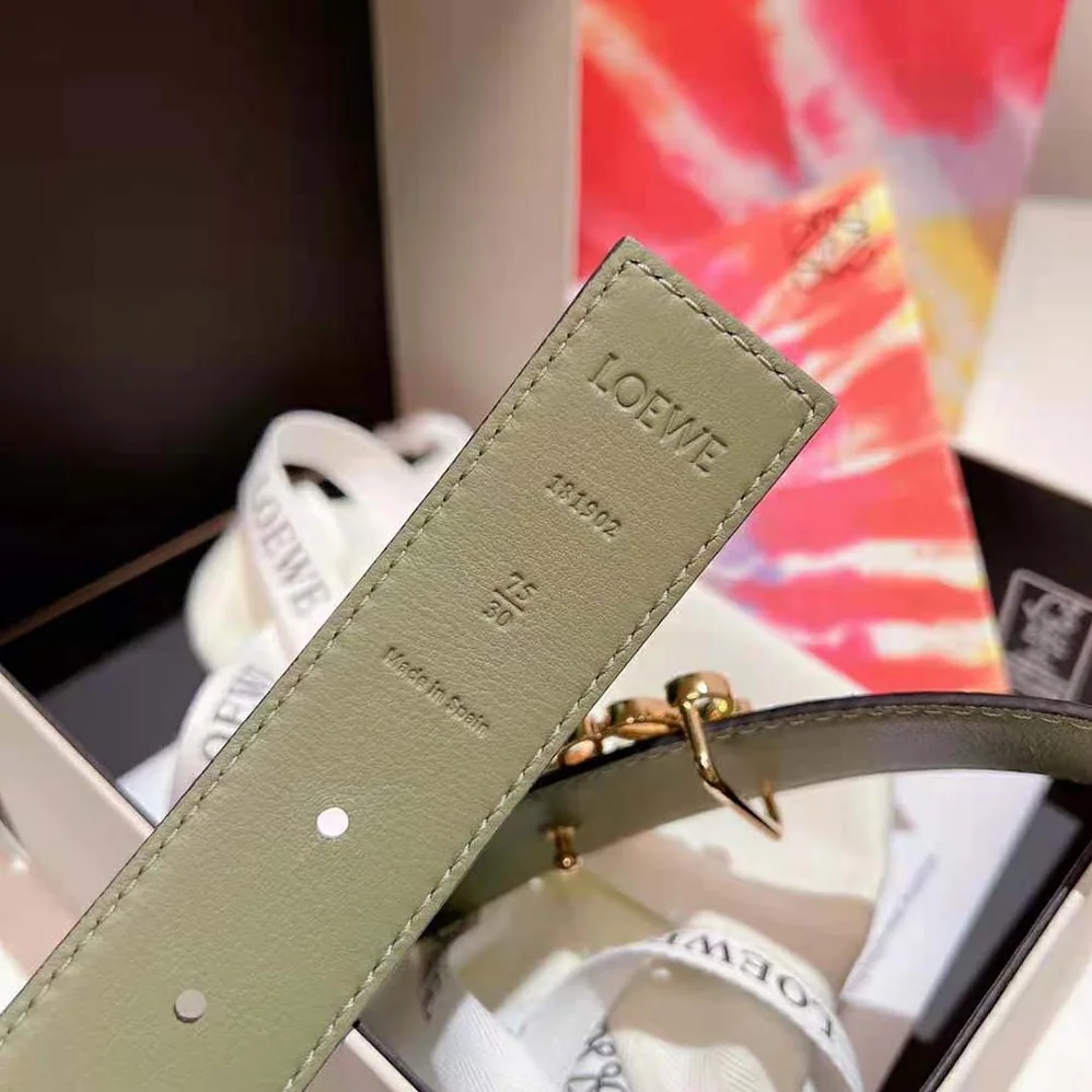 Loewe Anagram Belt in Silk Calfskin for Women in Green