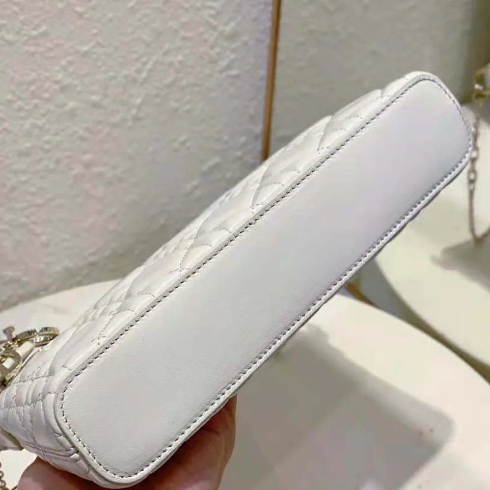 Dior Miss Dior Dior Midi Mini Bag White Cannage Lambskin for Women