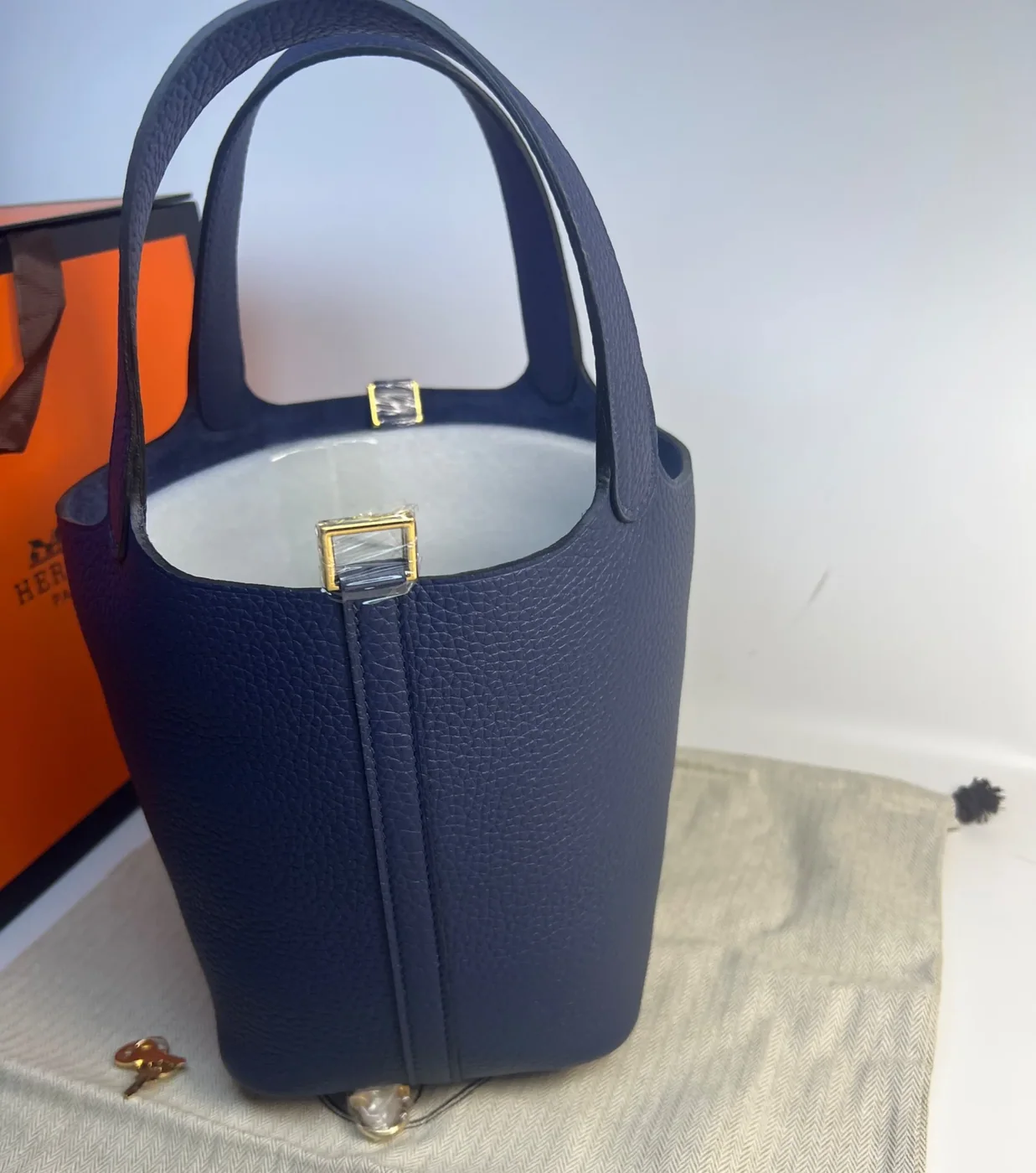 Hermes Picotin Lock 18 Top Handle Bag in Blue Saphir Gold Hardware Hermes Picotin Lock 18 Top Handle Bag in Blue Saphir Gold Hardware