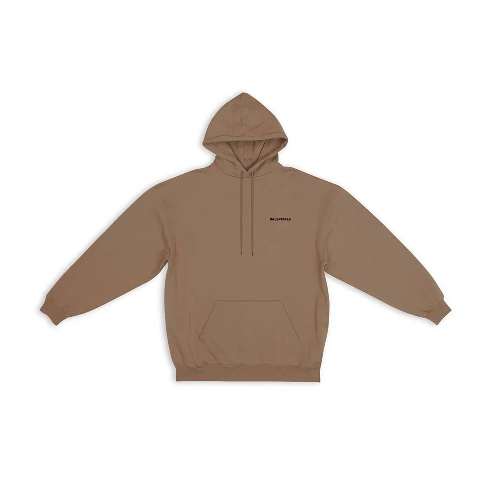 Balenciaga Hoodie Medium Fit in Dark Beige and Black Curly Fleece for Men