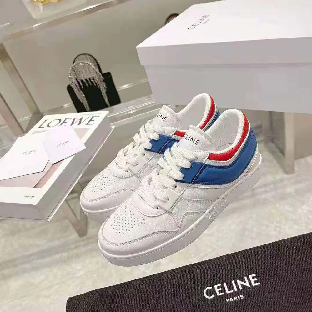 Celine Trainer Low Lace-up Sneaker in Calfskin for Women in Blue Celine Trainer Low Lace-up Sneaker in Calfskin for Women in Blue