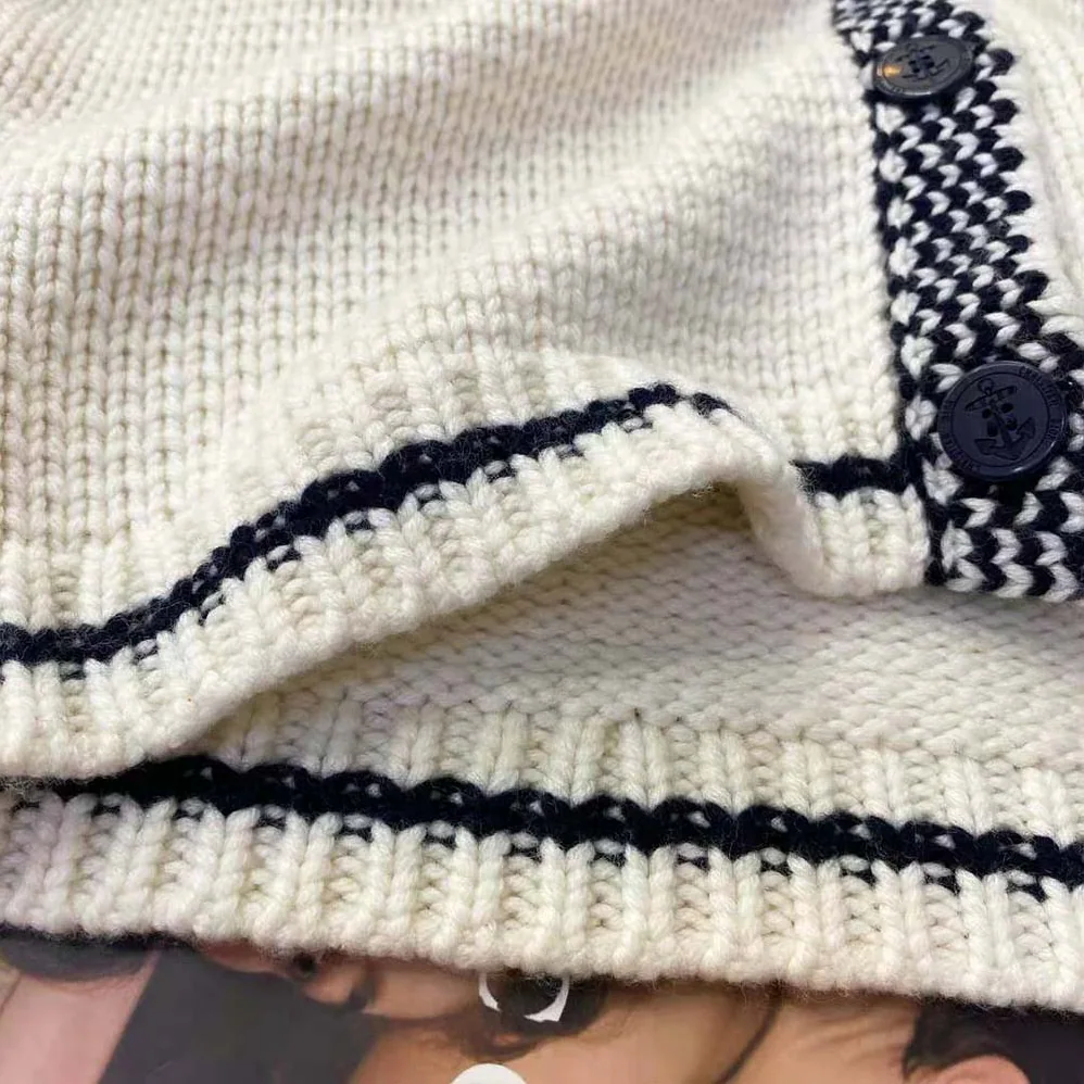 Dior Sailor Collar Cardigan Ecru Wool and Cashmere Knit for Women Dior Sailor Collar Cardigan Ecru Wool and Cashmere Knit for Women