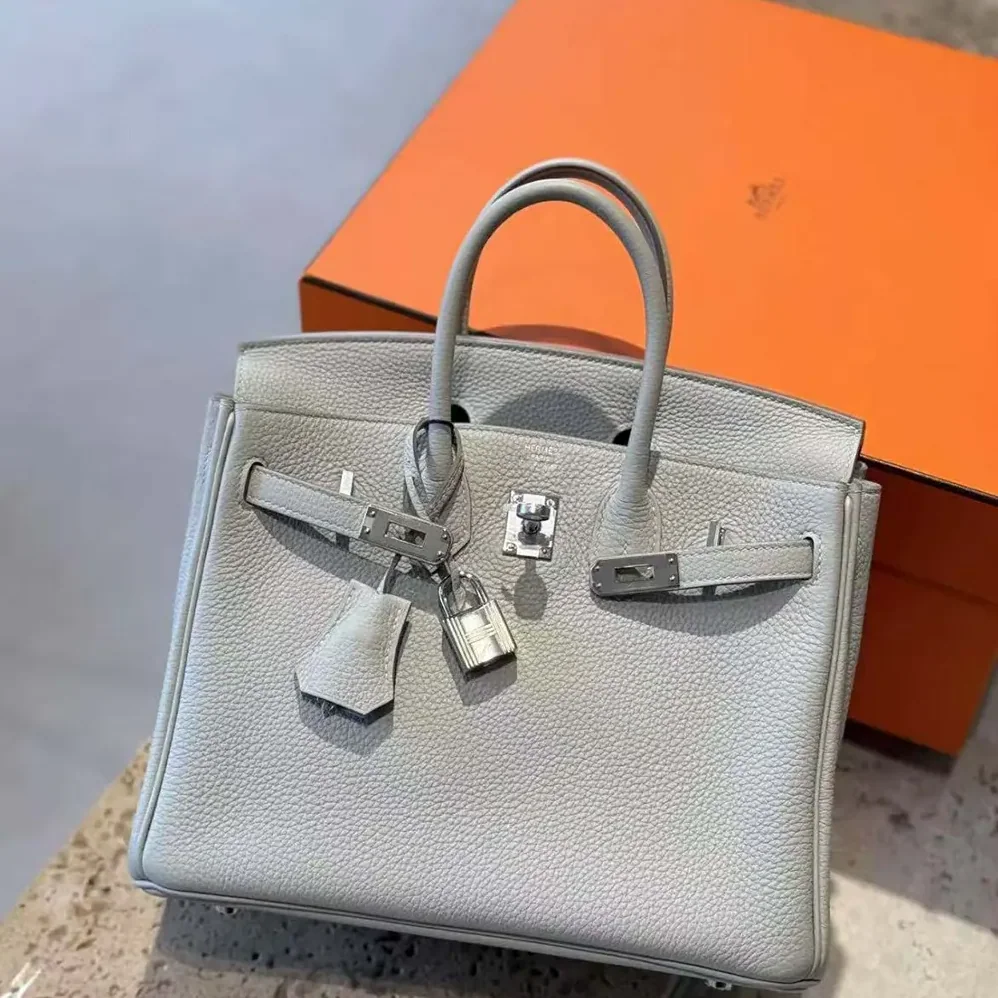 Hermes Birkin 25 Bag in Epsom Leather with Silver Hardware in Blue Glacier Hermes Birkin 25 Bag in Epsom Leather with Silver Hardware in Blue Glacier