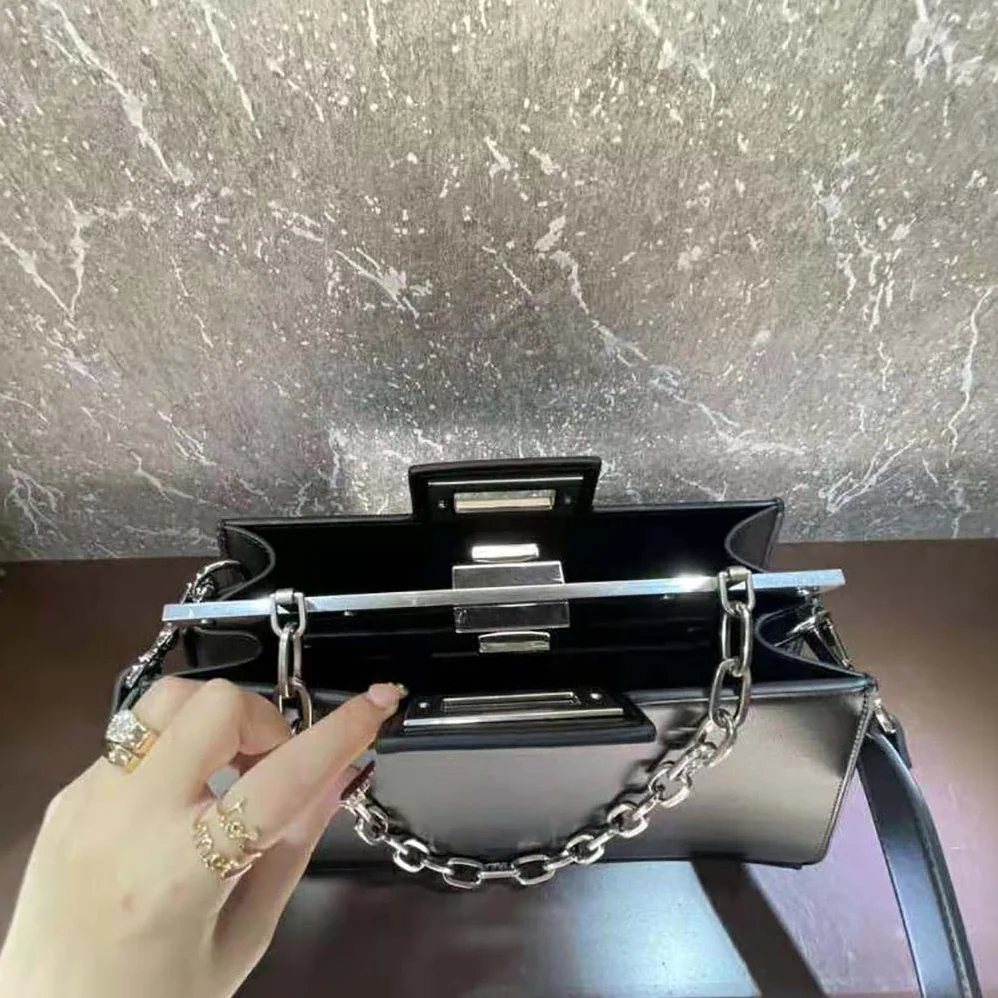 Fendi Peekaboo Cut Medium Black Leather Bag for Women Fendi Peekaboo Cut Medium Black Leather Bag for Women