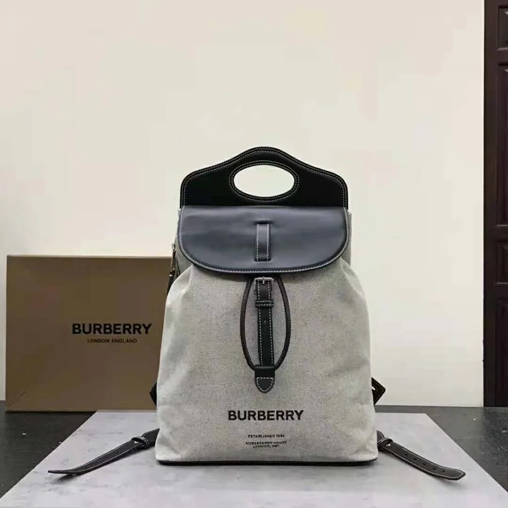 Burberry Horseferry Print Canvas and Leather Pocket Backpack for Men