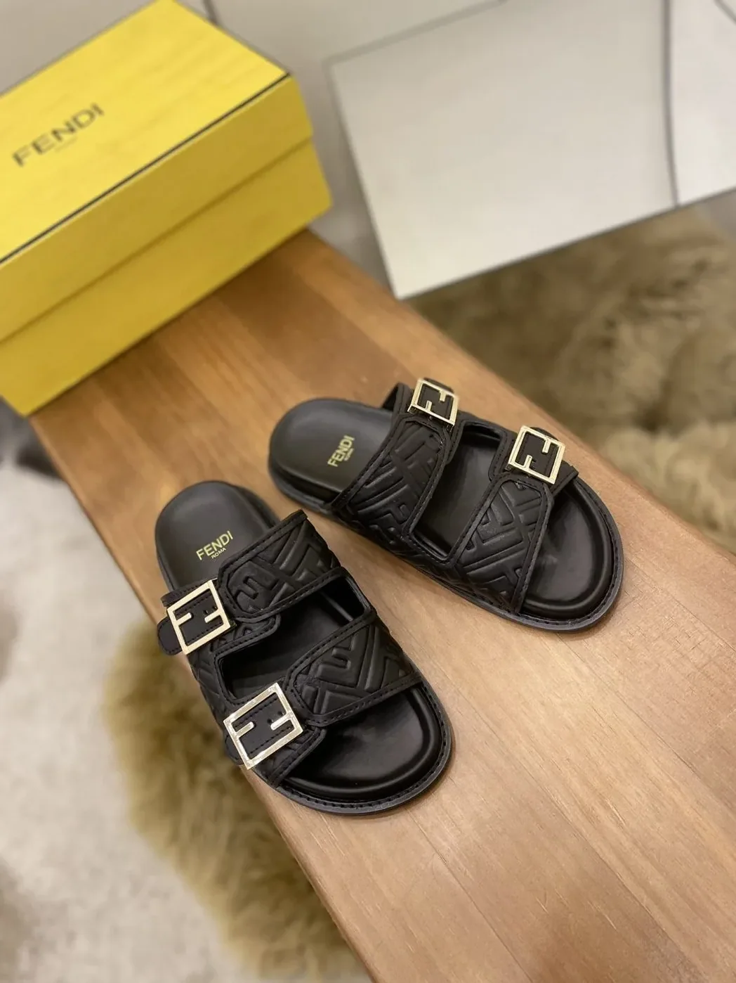 Fendi Feel Slides Black Fendi Feel Slides Black