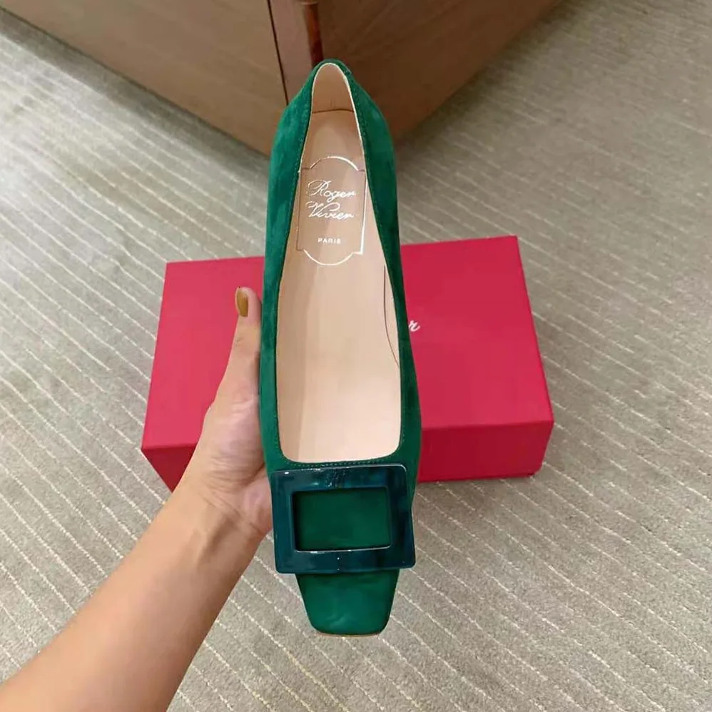 Roger Vivier Belle Vivier Stone Buckle Pumps in Suede for Women Roger Vivier Belle Vivier Stone Buckle Pumps in Suede for Women