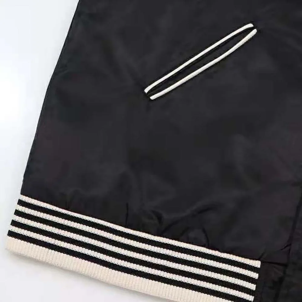 Celine Embroidered Teddy Jacket in Satin-finish Nylon for Men in Black