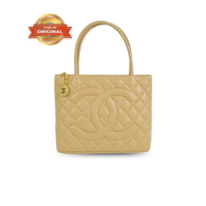 Chanel Medallion Tote Gold Hardware Caviar Yellow /