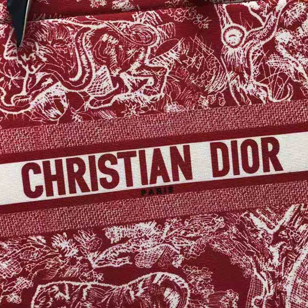 Dior Small Dior Book Tote Raspberry Toile de Jouy Reverse Embroidery for Women