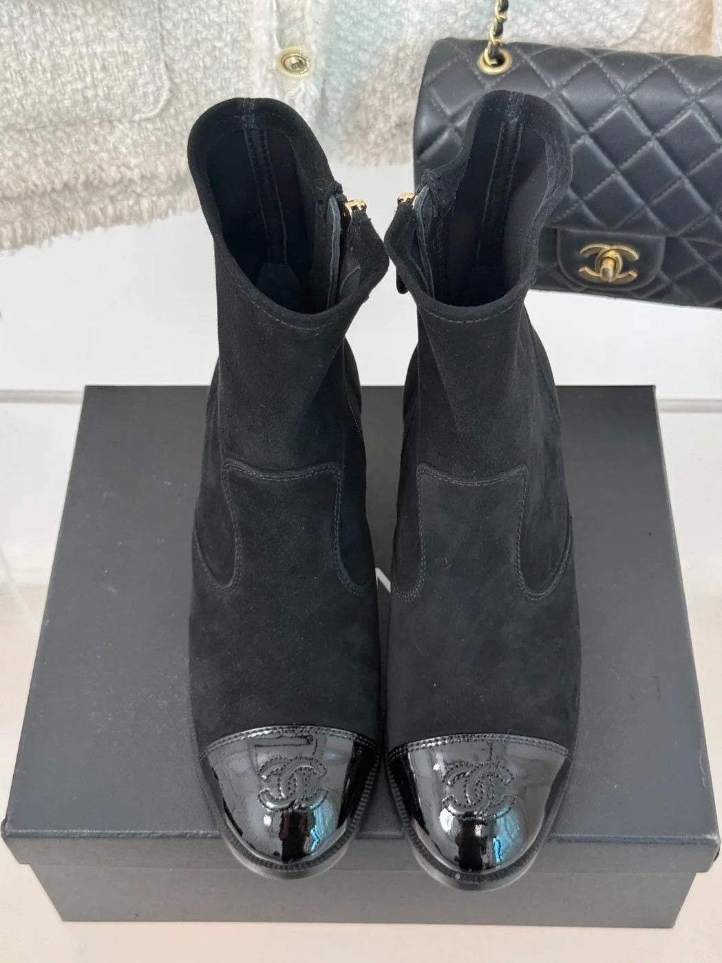 Chanel Ankle Chunky Heel Boots Black / Chanel Ankle Chunky Heel Boots Black /