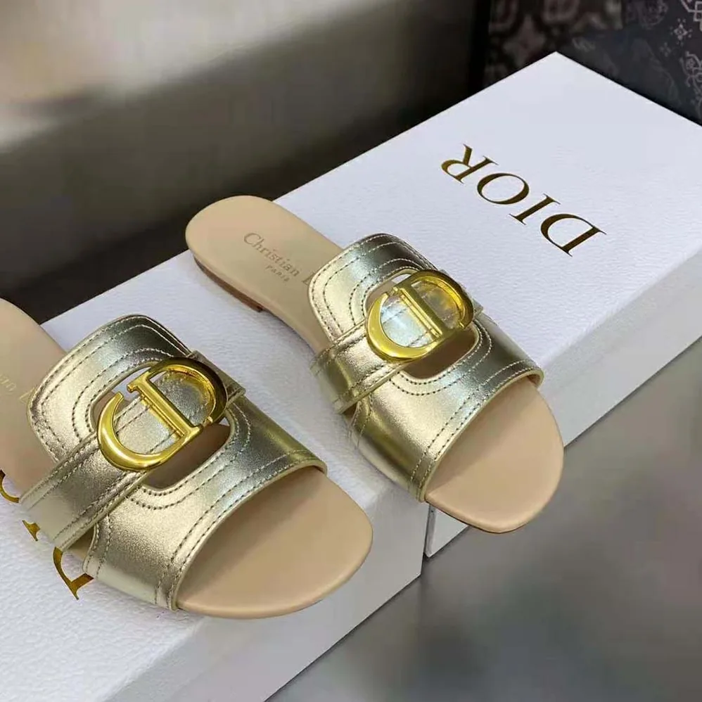 Dior 30 Montaigne Slide Platinum for Women in Tone Metallic Calfskin Dior 30 Montaigne Slide Platinum for Women in Tone Metallic Calfskin