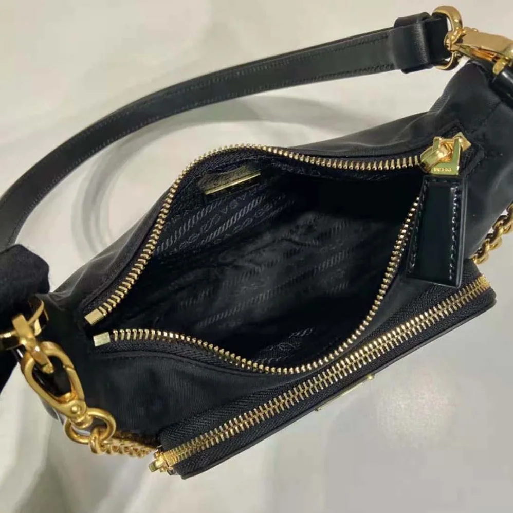 Prada Re-Nylon and Brushed Leather Mini-bag for Women in Black