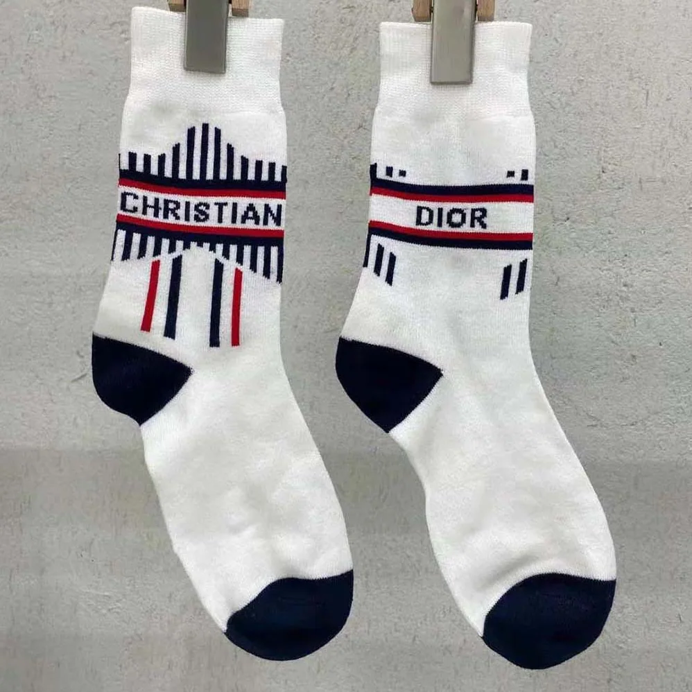Dior Socks White and Ecru Dior Oblique Cotton Blend for Women Dior Socks White and Ecru Dior Oblique Cotton Blend for Women