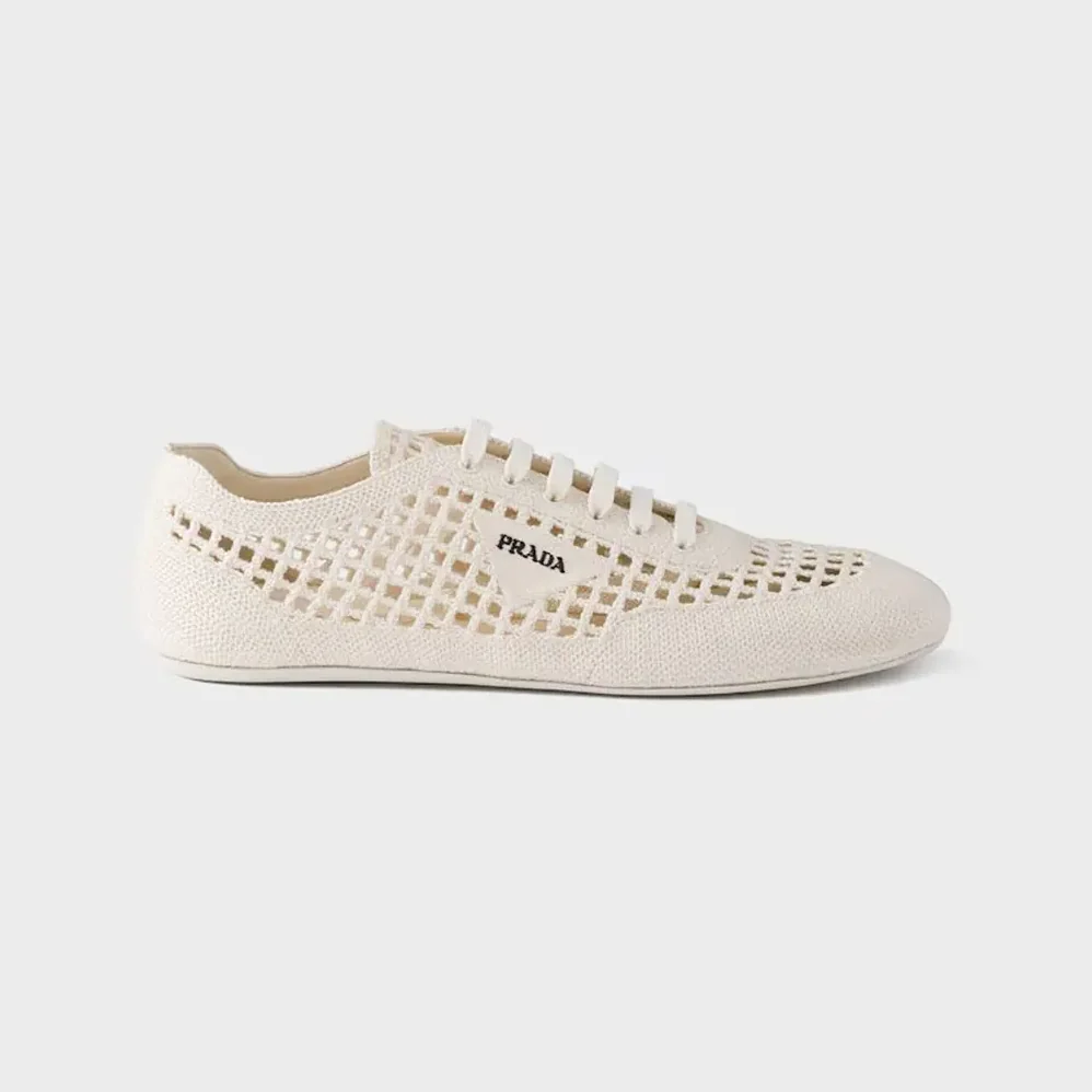 Prada Collapse Crochet Laced Sneakers for Unisex in White Prada Collapse Crochet Laced Sneakers for Unisex in White
