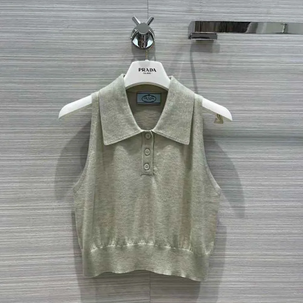 Prada Ribbed Knit Lurex Crop Top for Women in Silver Prada Ribbed Knit Lurex Crop Top for Women in Silver