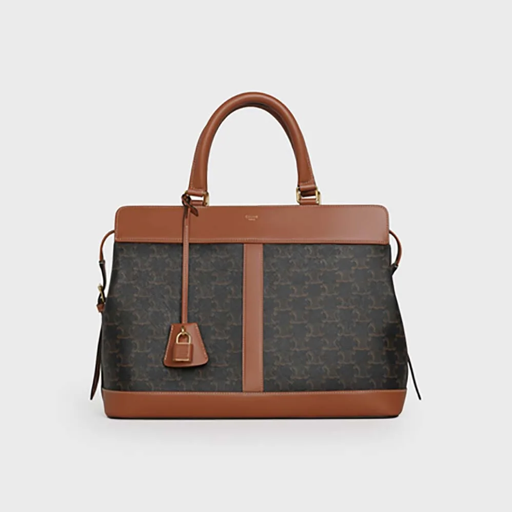 Celine Medium Cabas DE France Bag in Triomphe Canvas and Calfskin for Women Celine Medium Cabas DE France Bag in Triomphe Canvas and Calfskin for Women