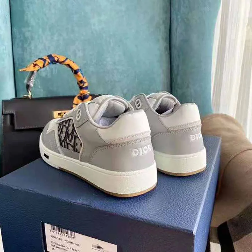 Dior B27 Low-Top Sneaker Smooth Calfskin with Dior Oblique Jacquard for Men in Silve