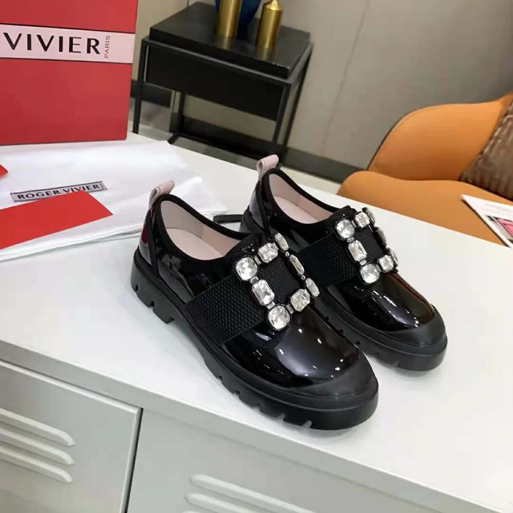 Roger Vivier Walky Viv' Strass Buckle Sneakers in Patent Leather for Women