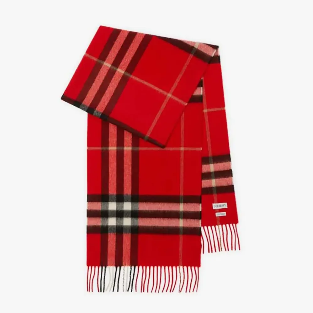 Burberry Check Cashmere Scarf for Unisex in Red Burberry Check Cashmere Scarf for Unisex in Red