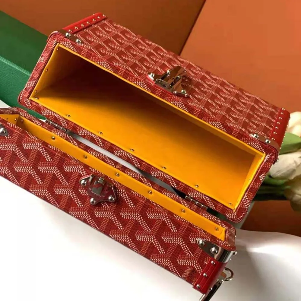 Goyard Cassette Trunk Bag in Goyardine Canvas & Clamecy Cowhide for Women in Red