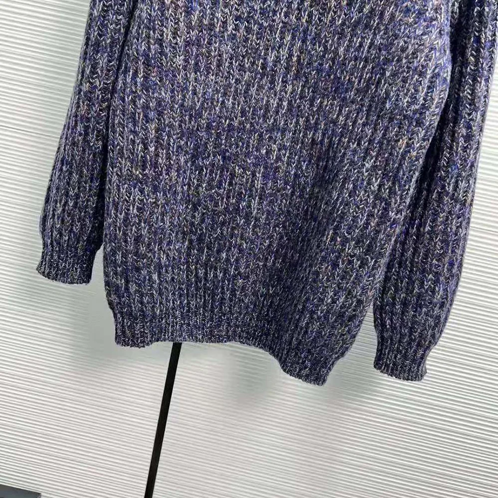 Miu Miu Wool Sweater with Knit Logo Patch for Women in Blue