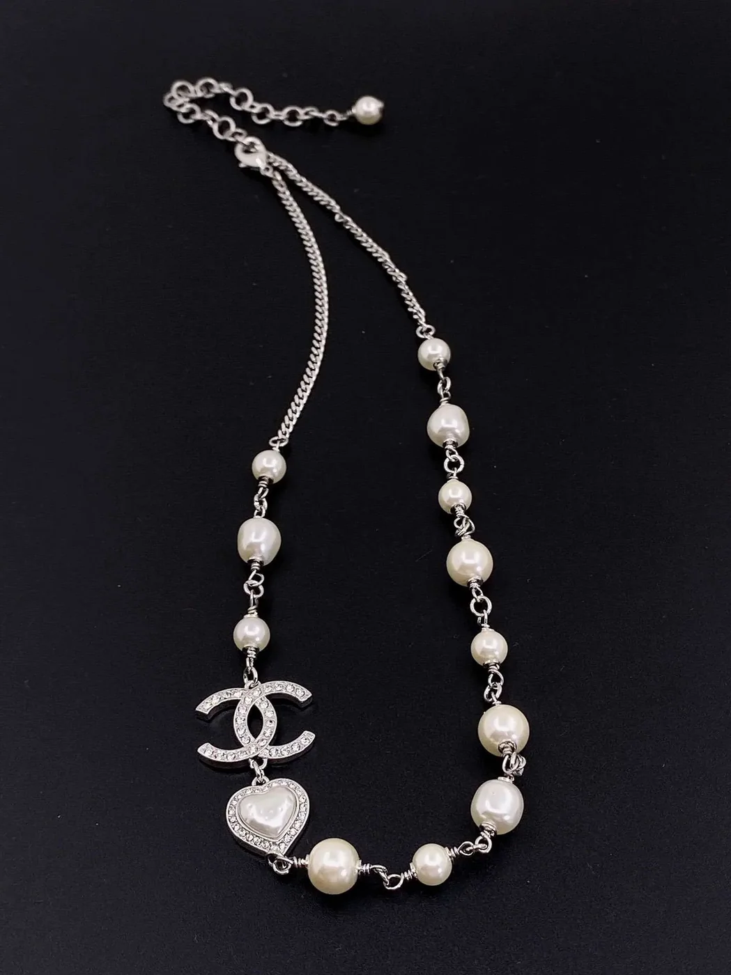 Chanel Pearl Love Necklace White