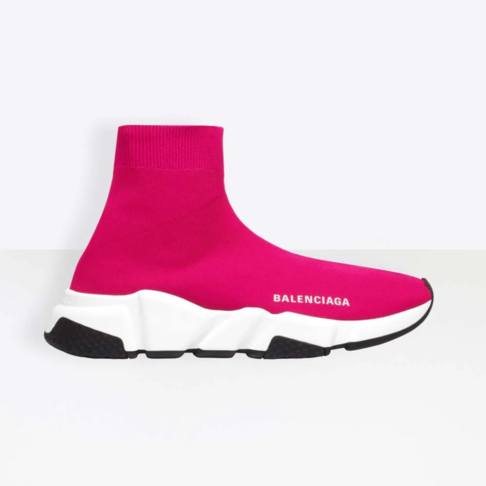 Balenciaga Speed Trainers in Knit and Balenciaga Logo for Women in Rose