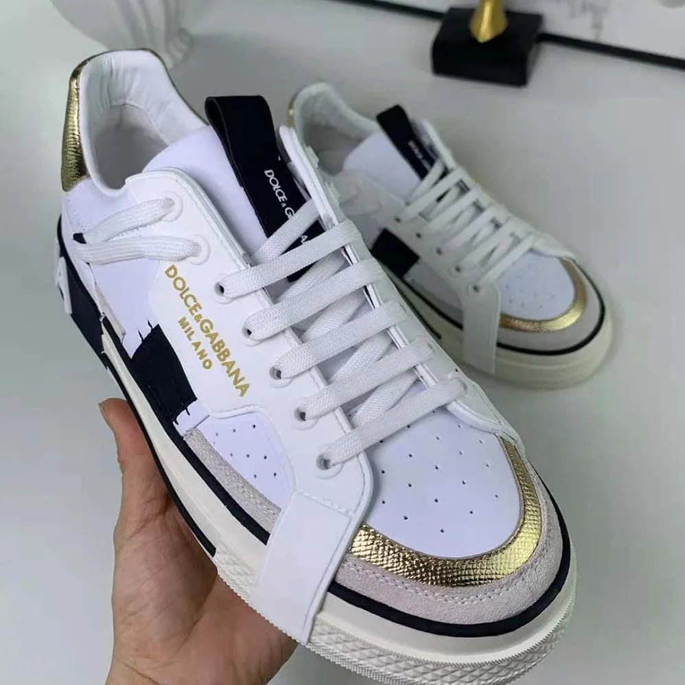 Dolce Gabbana D&G Calfskin 2.Zero Custom Sneakers with Contrasting Details for Women in Black Dolce Gabbana D&G Calfskin 2.Zero Custom Sneakers with Contrasting Details for Women in Black