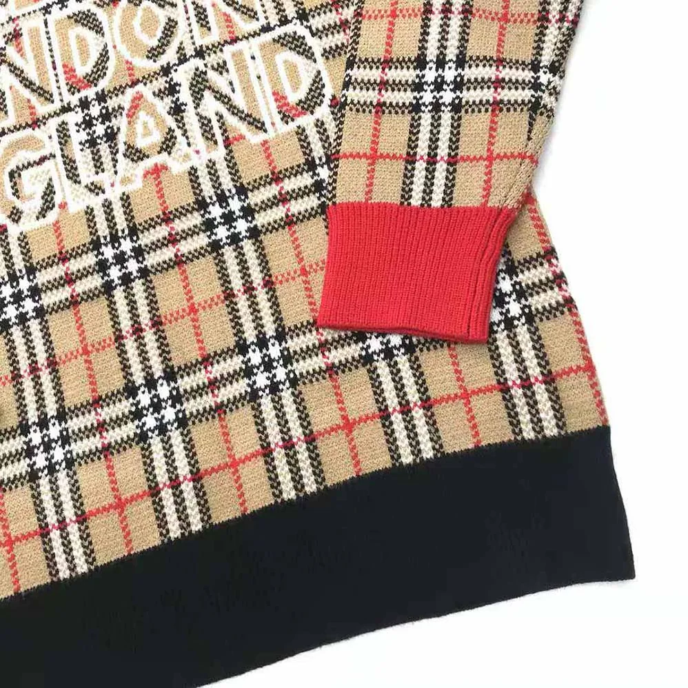 Burberry Logo Check Wool Cotton Jacquard Sweater for Women Burberry Logo Check Wool Cotton Jacquard Sweater for Women