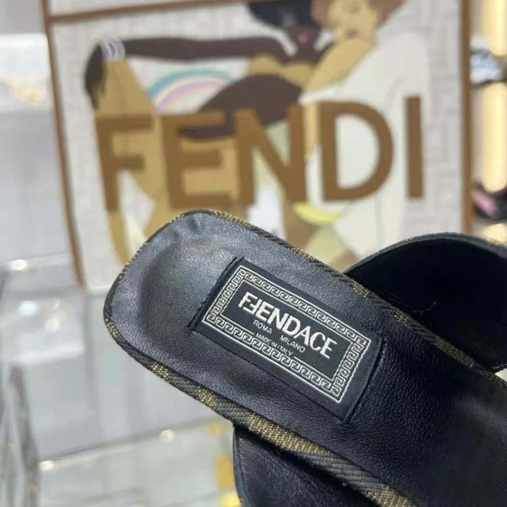 Versace Fendace FF Jacquard Mules for Women in Brown Versace Fendace FF Jacquard Mules for Women in Brown